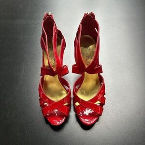 Vintage Marc Fisher Womens 7 Red Strappy Pumps Heels